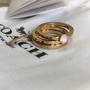 Coach Three Ring Set- Feather & Crystal